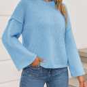 Cicy Bell Womens Oversized Crew Neck Sweater Fall Long Sleeve Knit Tops Trendy Casual Loose Fit Pullover Sweaters (Blue, M)