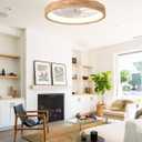 20'' Low Profile Ceiling Fans with Lights Modern Flush Mount Wood Ceiling Fan and Remote Dimmable LED