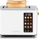SEEDEEM Toaster 2 Slice, Touch Control Screen, Smart Stainless Toaster, 6 Shade Setting, 6 Bread Selection, Countdown, Removable Crumb Tray, 900W, Pearl White (9.4*6.3*7.3)