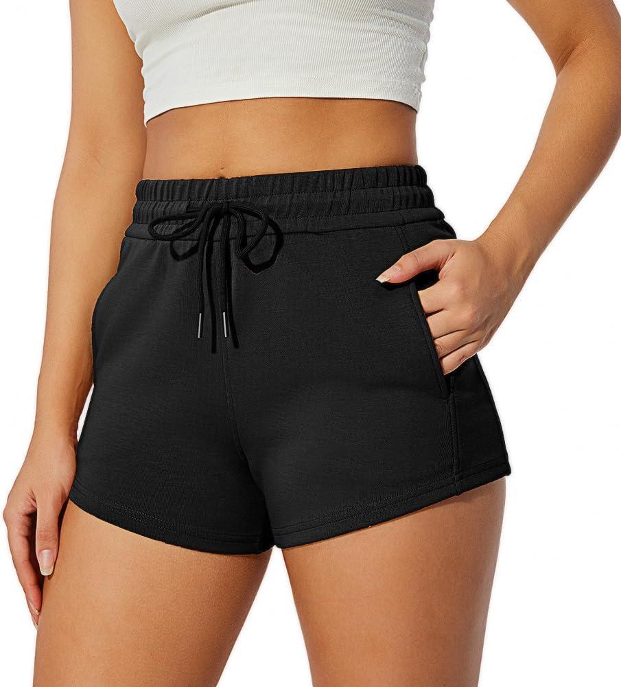 NIMENJOJA Womens Athletic Gym Shorts Comfy Sweat Shorts for Workout Casual Lounge with Pockets (Medium, Black) NIMENJOJA Womens Athletic Gym Shorts Comfy Sweat Shorts for Workout Casual Lounge with Pockets (Medium, Black)