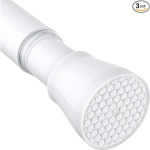 White Tension Curtain Rod for Windows 28 to 48 inch, Adjustable Expandable Pressure Spring Curtain Rod No Drilling, 7/8" Curtain Rod for Bedroom Doorway Closet Door