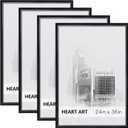 HEART ART 24 x 36 Poster Frame 4 Pack,24x36 Frame without Mat for Horizontal or Vertical Wall Mounting,Black