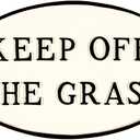 Montague Metal Products SP-28L-WB Keep Off The Grass Oval Statement Plaque, Large, White and Black