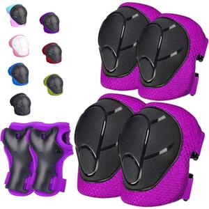 Kids/Youth Knee Pads Elbow Pads for Boys Girls 6 in 1 Kids Protective Gear Set Adjustable for Skating Cycling Bike Rollerblading Scooter Roller Skates, Size: S(3-8 Years)