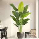 Artificial Bird of Paradise Plant 6.5Ft Tall Fake Tropical Palm Tree Large Fake Plants with 15 Silk Banana Leaves Faux Plant Indoor Decor Trees White Pot for Home Bedroom Living Room Office