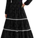 PRETTYGARDEN Long Sleeve Dress for Women 2026 Fall Elegant Modest Floral Boho Smocked Flowy Wedding Guest Midi Dresses (M)