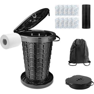 imodomio Retractable Portable Toilet Camping Toilet - Adjustable Height Camp Toilet Portable Potty for Camping, Car, Travel, Boat, Beach, Tent and Emergency Use