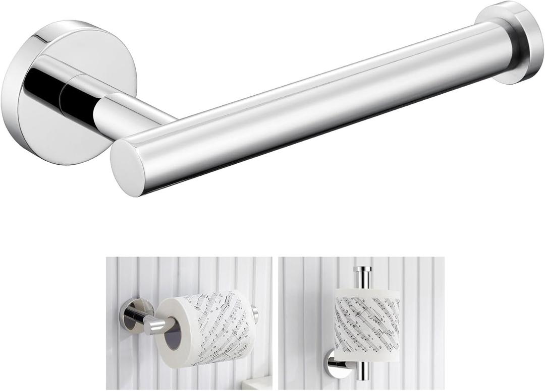 Toilet Paper Holder Polished Chrome, Angle Simple SUS304 Stainless Steel Bathroom Toilet Paper Roll Holder Wall Mount