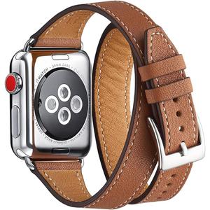 Bestig Bands Compatible with Apple Watch Band 40mm 41mm 38mm 42mm(Series 10 11) Women Men, Genuine Leather Double Tour Designed Slim Thin Strap for iWatch SE1/2/3 Ultra 3/2/1 Series 9 8 7 6 5 4 3 2 1