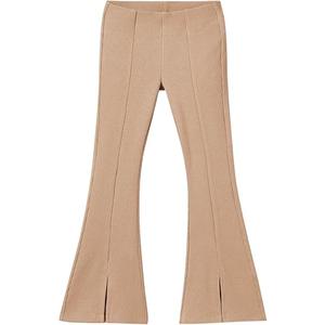 Haloumoning Girls Kids Elastic Waist Ribbed Flare Split Bottom Pants Stretch Casual Long Pants(5-6Yrs)