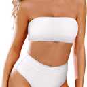 Pink Queen Women's Removable Strap Wrap Pad Cheeky High Waist Bikini Set Swimsuit (Medium, White)