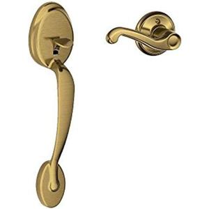 Schlage Lock Company Plymouth Front Entry Handle Flair Right-Handed Interior Lever (Antique Brass) FE285 PLY 609 FLA RH - LOCK FE285 PLY 609 FLA RH (Standard Interior Trim)