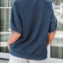 Dokotoo T Shirts for Women Striped Color Block Loose Fit Round Neck Womens Tops Fashion 2025 Oversized Tshirts for Women (Medium, Navy Blue)