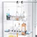 Aitatty Over the Door Hanging Shower Caddy, Rustproof Hanging Organizer Over the Door - No Drilling Bathroom Rack for Inside Shower Chrome