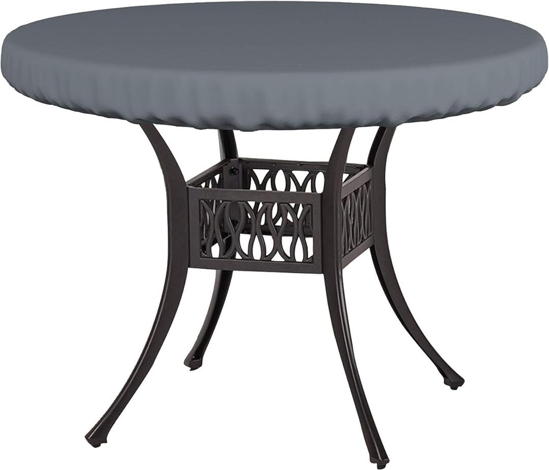 Covers & All Round Table Top Cover, 12 Oz Waterproof UV & Weather Resistant Patio Table Cover, Outdoor Table Cover for Patio Outdoor Furniture & Coffee Table (48" Dia x 4" H Inches, Gray) (Grey)