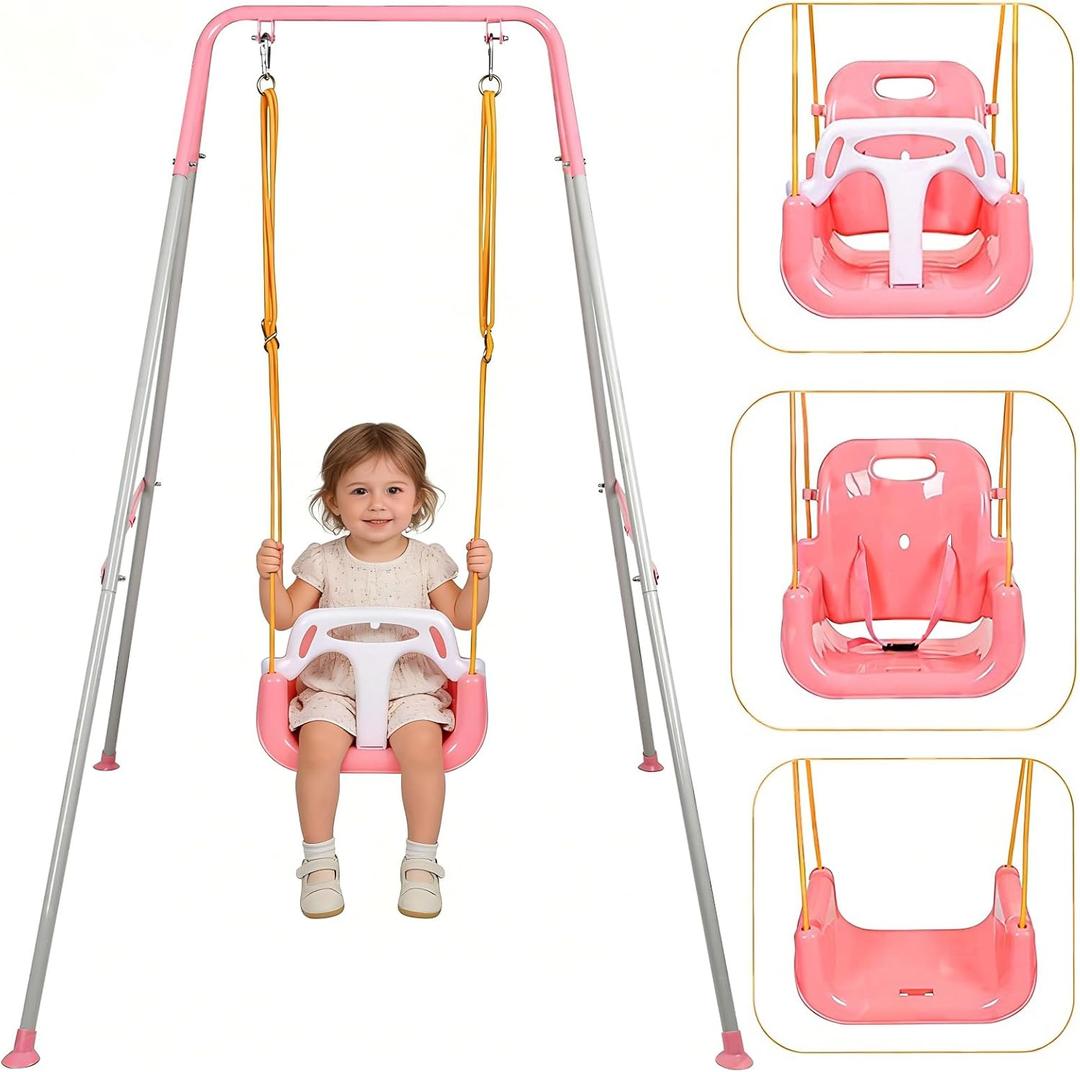 Toddler Swing,3-in-1 Toddler Swing Set with Foldable | Indoor/Outdoor Baby Swing, Multifunctional Swings for Children 6 Months and Older, Easy to Assemble for Backyard Play