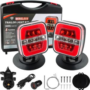 4 PIN Wireless Trailer Lights, Adjustable Magnetic LED Trailer Lights with Reflectors, [5 Modes] Magnetic Lights for Trailer, Rechargeable(Type C) Tow Tail Lights Kit for Trucks, RVs, Campers