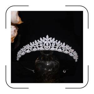 Silver Cubic Zirconia Small Wedding Crowns for Bride CZ Birthday Party Floral princess Tiaras for Girls Sweet 16 Prom Hair Accessories