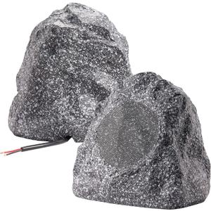 Theater Solutions 2R4G Outdoor Granite Rock 2 Speaker Set for Deck Pool Spa Patio Garden, 4.5-Inch, Granite Grey