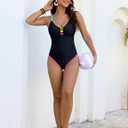 Blooming Jelly Womens Bathing Suit Tummy Control One Piece Swimsuit Sporty Swim Suits 2026 Neon Color Block Swimwear (Black, S)