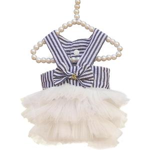 Dog Dresses, Fashion Pet Dog Clothes, Striped Mesh Puppy Dogs Princess Dresses (Blue, XX-Large)