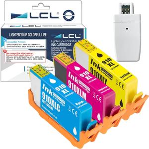 LCL 910XL Cyan Magenta Yellow Ink Cartridges Pigment Replacement for HP 910 XL Ink for HP OfficeJet Pro 8025 8035 8020 8028 8024 and for OfficeJet 8022 8015 8010 8012 8014 8018 Printers