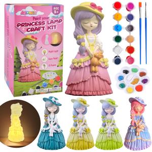 ASIOWELY Arts and Crafts DIY Paint Your Own Princess Lamp Kit for Girls Toy | Arts Supplies for Kids Toys Ages 4-6-8-12,Night Light Painting for Girl 5-10,Birthday Christmas Toy Gifts for 3-12+ Years Old