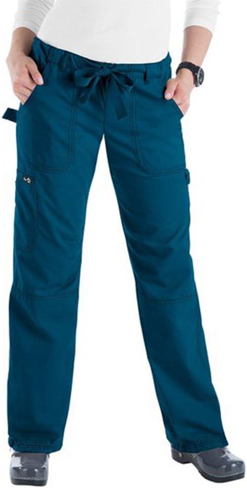 KOI Women's Lindsey Ultra Comfortable Cargo Style Scrub Pants Sizes, Caribbean, Small/ Tall