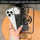 Weonmov Compatible for iPhone 15 Pro Max Case Glitter Clear Paw Love Heart [ Compatible with MagSafe ] [ Strong Magnetic ], Full Camera Lens Protection Soft Slim Thin Cute Phone Case - Black