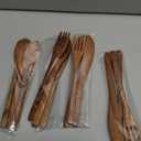 Geiserailie 4 Pcs Wooden Utensils for Eating Set Wooden Spoon Fork Knife Cutlery Set Kitchen Wood Utensils Dinner Flatware Tableware (Teak Wood)