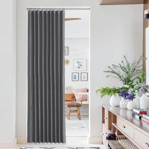 NICETOWN Closet Door Curtains for Bedroom 80 inch Length, Doorway Curtains for Temporary Blackout Window Drape for Privacy, Room Divider Accordion Doors Interior, 1 Panel, 50" Wide (Grey)