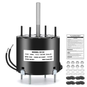 D132 161M08 3.3" Frame Shaded Pole Motor, 1/20HP, 1550 RPM, 115V, 60Hz  Low Noise, Smooth & Durable Operation, Sleeve Bearing, CW Rotation, for HVAC, Fans & General Purpose Use