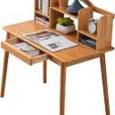 Solid Wood Desk with Drawers, Wooden Computer Desk for Home Office, Gaming Study Desk for Small Spaces, Writing Work Desk for Bedroom,Easy Assembly (Teak Color 40 inch), 47"W 21"D 30"H