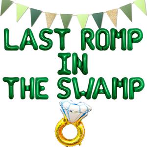 Last Romp in The Swamp Banner Balloons Swamp Bachelorette Party Decorations Funny Bridal Shower Party Decor Bachelorette Decorations
