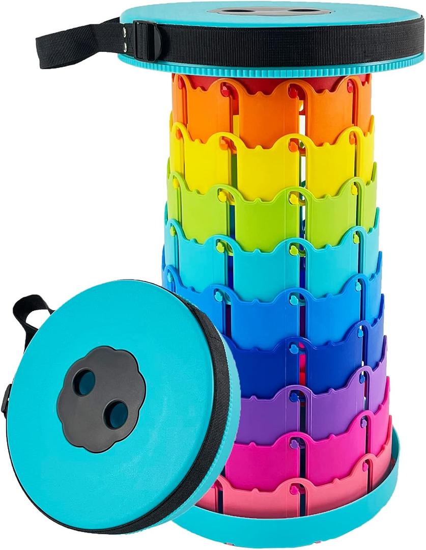 Lightweight Folding Stool Upgraded Collapsible Chair, Retractable Stool with Load Capacity 400lbs, Portable Telescopic Chair for Fishing Hiking Camping Travel and BBQ (Blue)