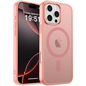zapica Magnetic for iPhone 16 Pro Case, [Compatible with MagSafe] [Military Grade Drop Protection] Translucent Matte Shockproof Anti-Scratch Phone Case, Light Pink