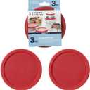 Anchor Hocking Classic Round Food Storage SnugFit Replacement Lids, Red, 2 Cup, Set of 3