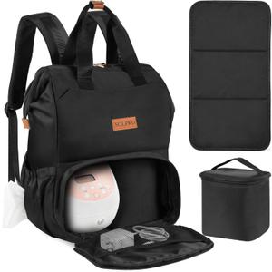 Breast Pump Bag Fit for Spectra S1 and S2, Pumping Bag with Waterproof Mat for Pump Accessories, Portable Pump Carrying Case for Work, Pump BackpackTravel and Family Use, Newborn Essentials Black