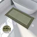 Anllugs Bathroom Rugs 30" x 60", Non-Slip Extra Soft Absorbent Bath Rugs, Machine Washable Quick Dry Bath Mats for Bathroom Floor, Shower, Bathtub and Sink, Olive Green & Green