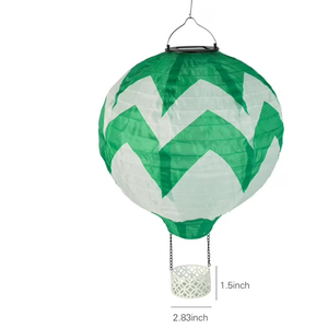 Hot Air Balloon Solar Lantern with Flickering Flame Light, 11.8Inch White