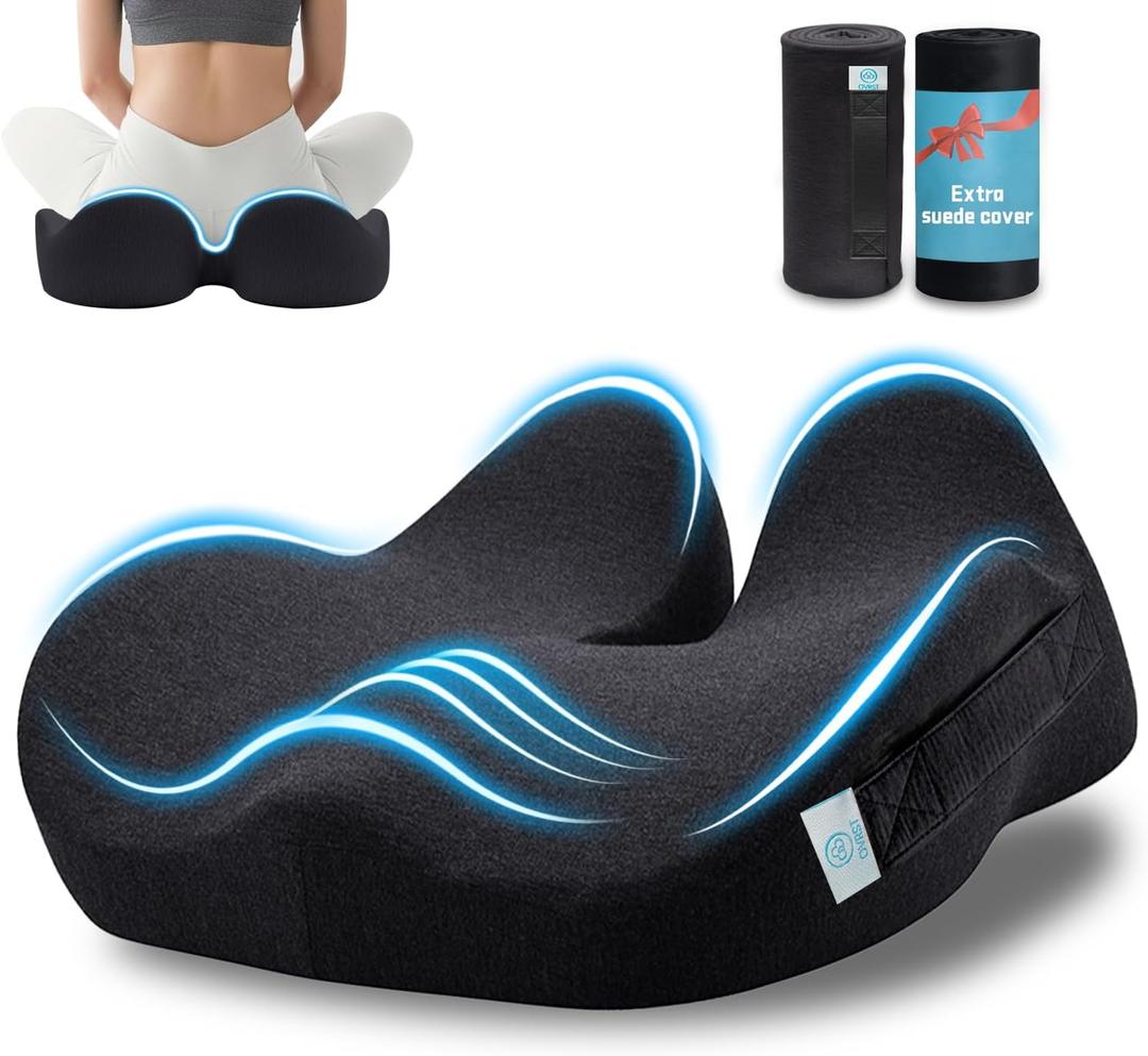 Memory Foam Seat CushionErgonomic Office Chair CushionCoccyx Cushion for Tailbone Pain Relief Butt Pillow for Long SittingSuitable for Gaming Chair Car Seat Wheelchair (Black)