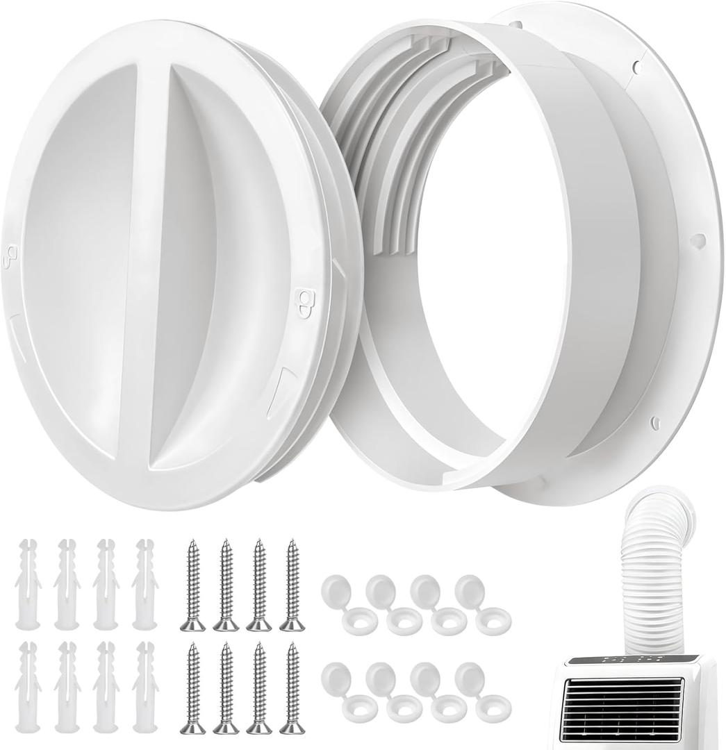 Dual Size Wall Mount Connector 6 and 6.5 Inches for Portable Air Conditioner Vent Ac Exhaust Hose Coupler Compatible 6 and 6.5 in Hose Accessories Plug White Off Season Cover Plug 1Pack