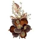 FOERPL 6 Pcs Christmas Flower Picks Brown Christmas Glitter Magnolia Flowers Picks and Spray Ornament Berries Branches for Xmas Tree Wreath Vase Table Centerpiece