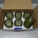 ZMOWIPDL Vintage Glassware Drinking Glasses Set of 6,12 oz Hobnail Glass Cups,Embossed Green Water Tumbler,for Beer,Cocktail,Whiskey,Juice and Various Mixed Drinks- 1 Cleaning Brush