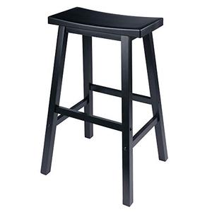 Winsome Satori Saddle Seat Bar Stool, for Kitchen, 29", Black : Home & Kitchen