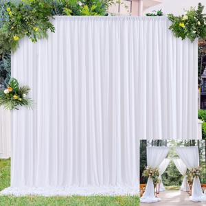 Besutolife White Curtains Backdrop for Parties Wedding Drape for Backdrop Curtain 1010ft for Birthday Photography Indoor and Outdoor 510ft 2 Panls (W5' x H10',2 panels)