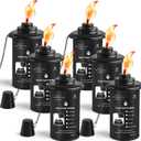 ZSZMFH 16oz Torch Canisters, 6 Pack Bamboo Torch Refillable Replacement Canister, Outdoor Citronella Fuel Torch Canister with Wicks and Covers,for Luau Party, DIY Garden Decor.