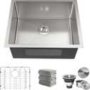 21 Inch Undermount Kitchen Sink 16 Gauge Stainless Steel Single Bowl Small Kitchen Sinks with Accessories RV Bar Prep Sink 21"x18"x9"