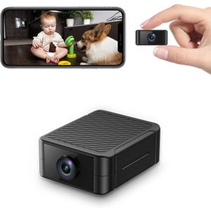 4K Hidden Camera, Wireless Mini Spy Camera with WiFi, Night Vision, Motion Detection Alerts, App Remote View, Rechargeable Battery, SD Card & Cloud Storage, Nanny Cam for Home, Office and Pets, Black