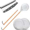 Baker's Best Buddy Pizza Turning Peel 9-Inch Perforated Slider Tool with 2 Wood Handle (30-47 Inches